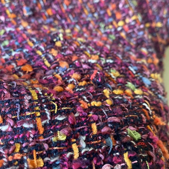 Zara multicolor raw hem tweed keyhole back peplum size M - Picture 9 of 16